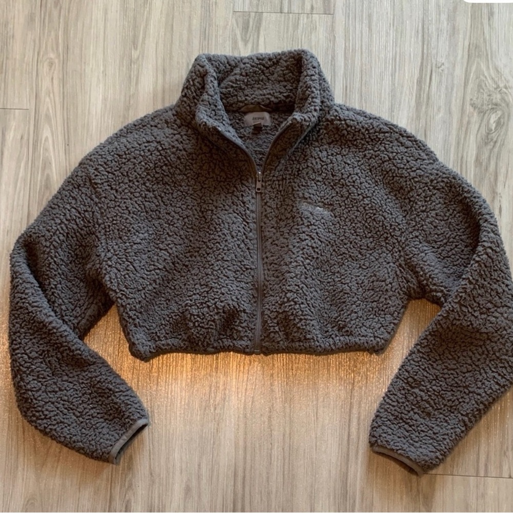 SKIMS Taupe Greyish Brown Sherpa Fleece Jacket